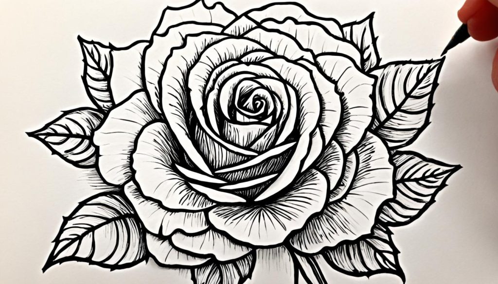 how to draw a rose step by step