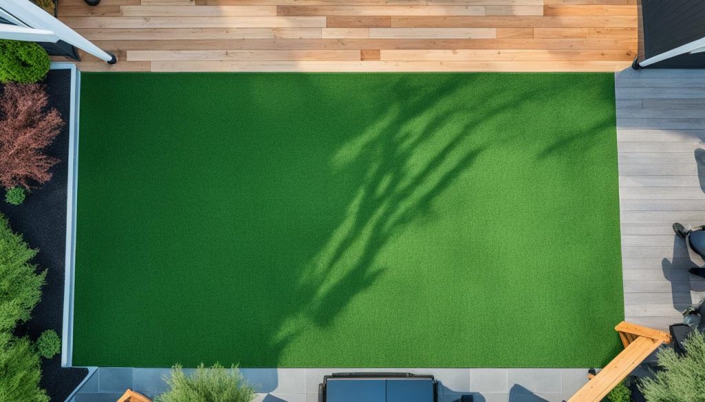 laying artificial grass on wood